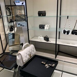 Absolutely stunning rare brand New Coco Chanel travel purse with handle .A must!